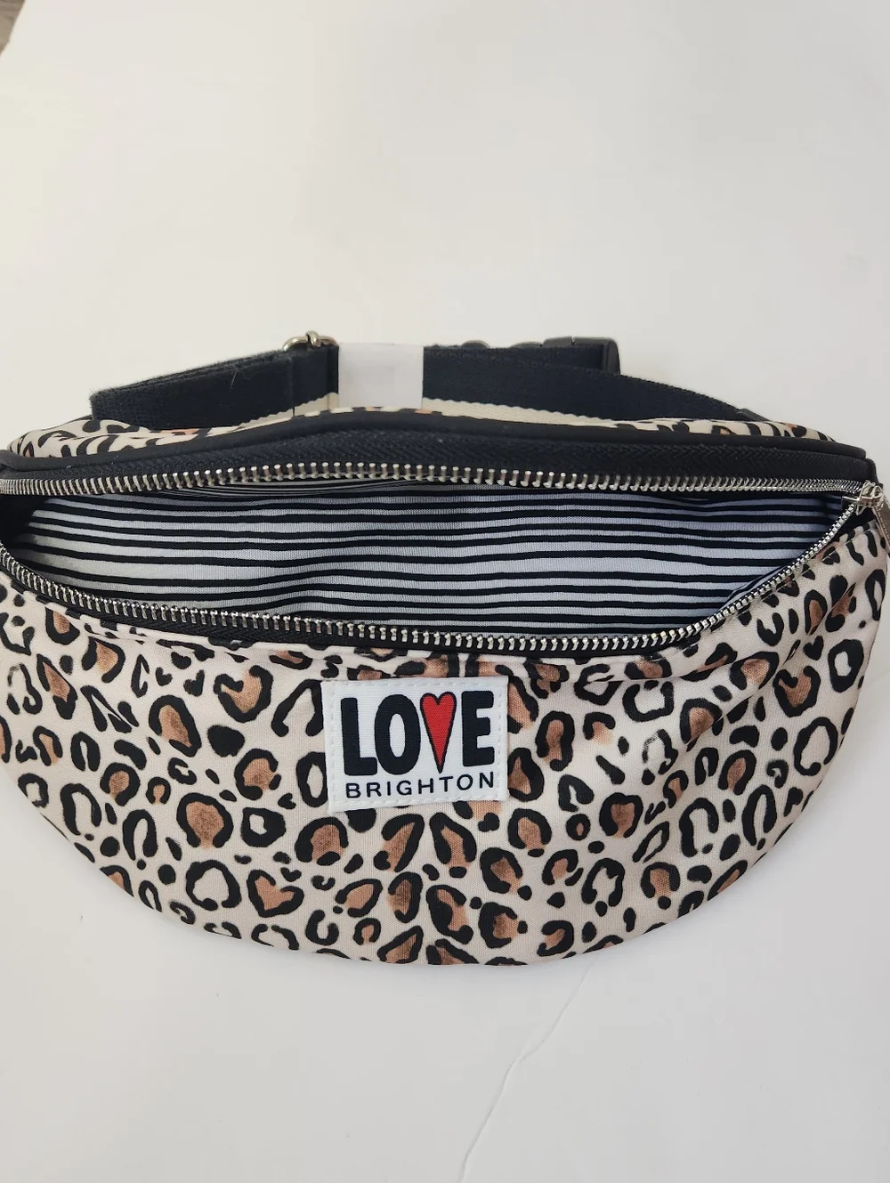 Brighton Wild Cat Leopard Belt Bag Wiyh Love Patch NWT